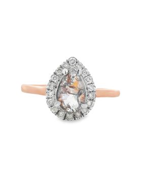 Halo Diamond Pear Ring Rose