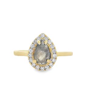 Halo Diamond Pear Ring Yellow