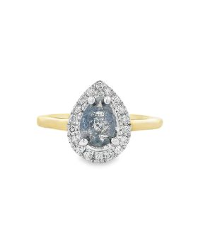 Halo Diamond Pear Ring Yellow