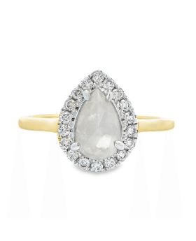 Halo Diamond Pear Ring Yellow
