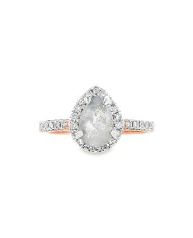 Diamond Halo Pear Ring Rose
