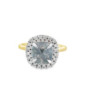 Halo Cushion S+P Ring Yellow