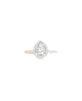 Pear Halo S+P Ring Rose