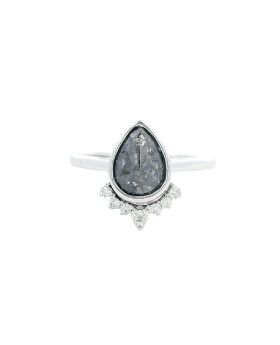Bezel Crown Pear S+P Ring