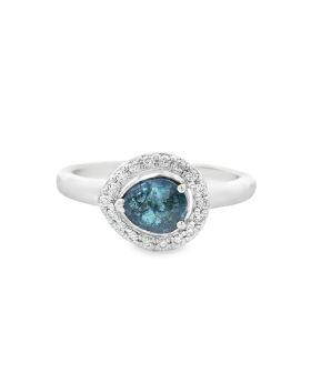E-W Blue S+P Pear Ring