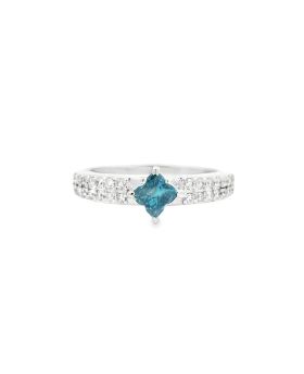 Double Row Clover Blue S+P Ring