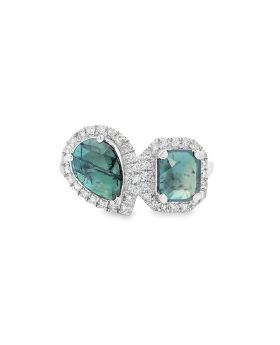 Pear Emerald Blue S+P Ring