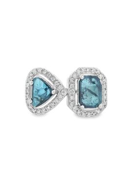 Trillion Emerald Blue S+P Ring