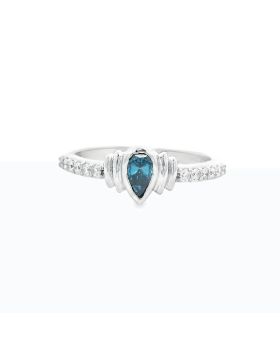 Blue Podium Pear S+P Ring